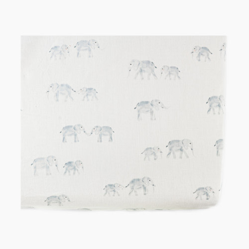 Pehr Brushed Organic Cotton Crib Sheet - Follow Me Elephant