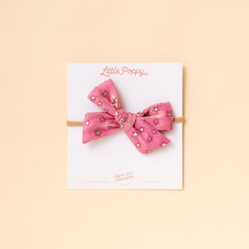 Pink Shimmer Stars Headband Bow