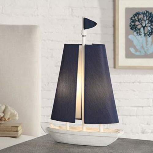 Ocean Breeze 19 1/2" High White and Blue Sail Boat Accent Table Lamp - #99N40 | Lamps Plus