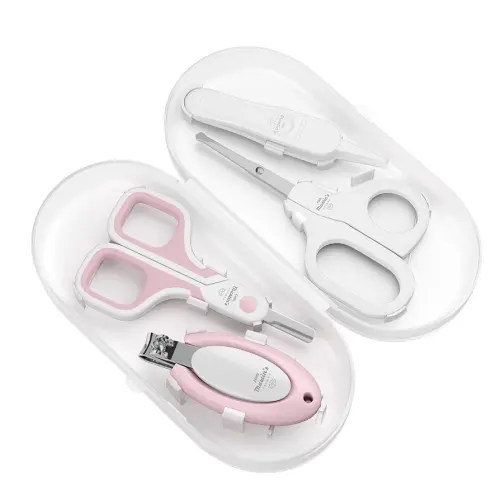 Little Martin’s Baby Nail Care Kit (4 pcs) - 2x Nail Scissors and 1x Nail Clipper with Magnifier - Grooming Manicure Pedicure Set for Newborns Infants Toddlers and Kids - Safe Precise - BPA-Free