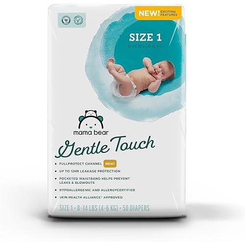 Amazon Brand - Mama Bear Gentle Touch Diapers, Size 1, 49 Count