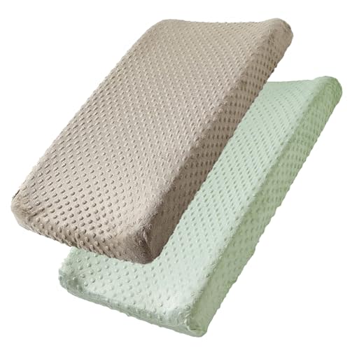 Changing Pad Cover, 2 Pack Soft Changing Table Sheets for Baby Boy and Girl, Diaper Changing Table Cover Fit 32"/34'' x 16" Pad (Green + Tidal Foam)