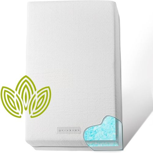 Organic Cotton Dual-Sided Crib Mattress | 2-Stage Premium Memory Foam CertiPUR-US Hypoallergenic Baby Mattress, Firm Support for Infant, Cooling Gel for Toddler, Waterproof & Washable Cover, 52x27x5.5 - Standard