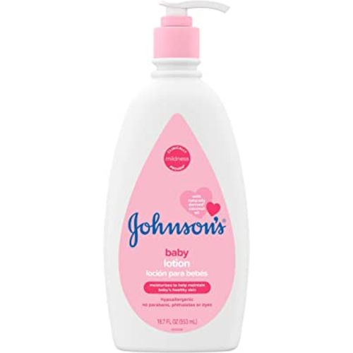 Johnson's Baby Moisturizing Mild Pink Baby Lotion with Coconut Oil for Delicate Baby Skin, Paraben-, Phthalate-& Dye-Free, Hypoallergenic & Dermatologist-Tested, Baby Skin Care, 18.7 Fl. Oz