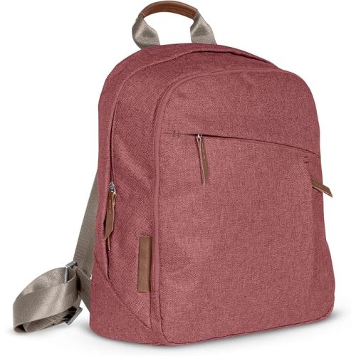 UPPAbaby Changing Backpack/Multiple Storage Compartments/Stroller Strap Attachment/Bottle Insulator and Changing Pad Included/Lucy (Rosewood Mélange/Saddle Leather)