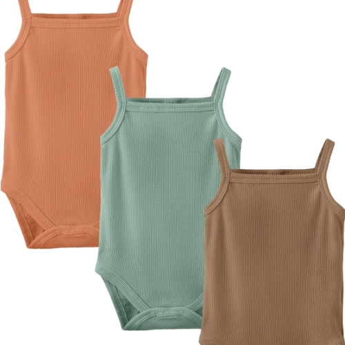 OPAWO Onsies for Baby Girls' Bodysuits 3 Pack Neutral Baby Clothes Spaghetti Strap & Long Sleeve Fall Baby Undershirt 0-2T