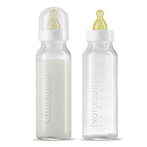 Amazon.com : Natursutten Anti-Colic Glass Baby Bottle 2-Pack - 8 oz, 4 oz Bottles for Breastfeeding Babies - Newborn Bottles Set: Natural Rubber Slow-Flow Bottle Nipples, Seals, Valves, Baby Bottle Caps (8 Ounce) : Baby