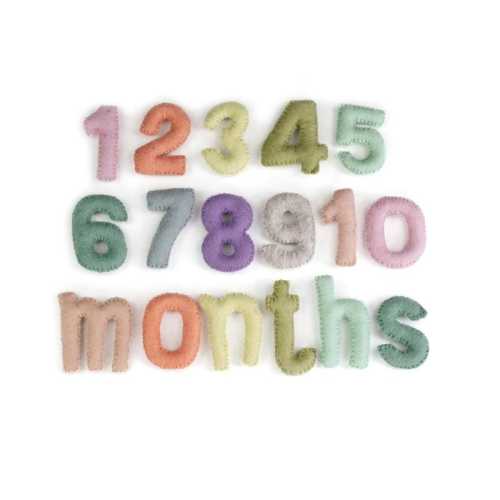 Felt Number Monthly Milestone Set- 0-9 Counting Toddler Child Toy- PASTELS- Educational Montessori Learning- Pretend Play- Approx. 3" Tall