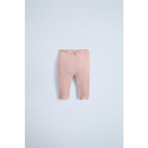 CABLE KNIT LEGGINGS - Light pink | ZARA United States