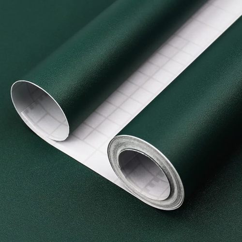 Dark Green Peel and Stick Wallpaper, 15.7 X 748 inches Renter Friendly Wallpaper, Vinyl PVC Removable Wall Paper, Self-Adhesive Wall Sticker Decoration for Counter Furniture Cabinet and Room