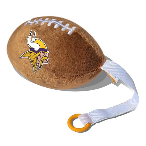 Minnesota Vikings Plush Football Pacifier Holder by Smilo - Officially Licensed NFL Soother Holder - Soft Plush Toy and Dummy Holder - Fits Any Pacifier - Stroller Accessory & Newborn Essential