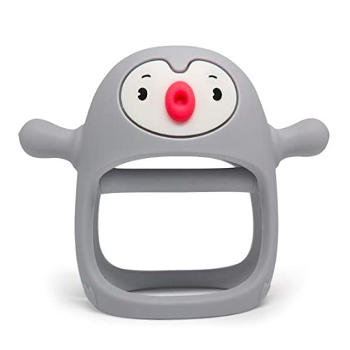 Gray: Smily Mia Penguin Baby Teething Toys for 3-6Months, Infant Handheld Pacifiers 0-6Months, 3Months Old Baby Must Haves, 4months Old Toys for Babies, Light Grey… - light grey