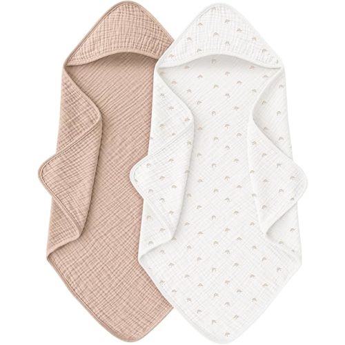 Muslin Baby Towels with Hood for Newborn 100% Cotton Baby Bath Towels Soft & Absorbent Hooded Baby Towel for Boys and Girls, Large Size - 32 * 32 Inches