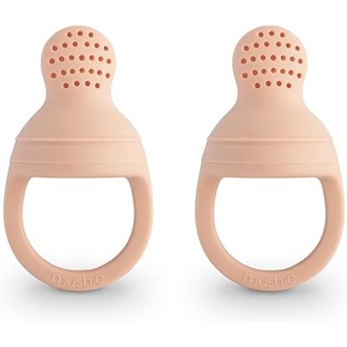 mushie Silicone Baby Fresh Fruit & Food Feeder Pacifier | 6 Months+ (Blush)