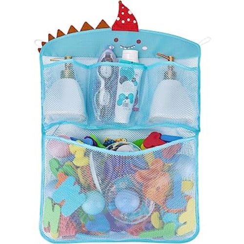Free Swimming Baby Bath Toy Organizer Set,Quick Drying Mesh Net for Toddler Bathtub Games Holder (Blue)