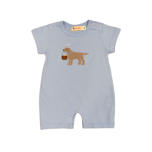 Lab With Easter Basket Sky Blue Romper