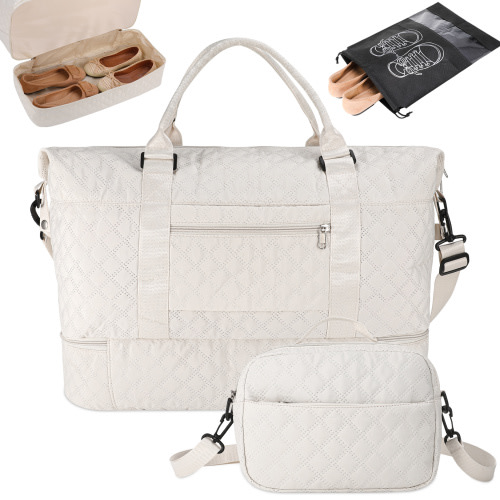 Qweryboo Women's Travel Duffel Bag with Toiletry Bag, Gym Bag and Shoe Compartment
