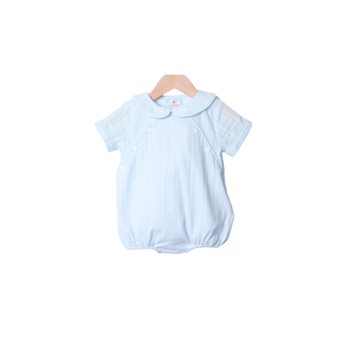 Embroidered Blue Linen Bunny Bubble