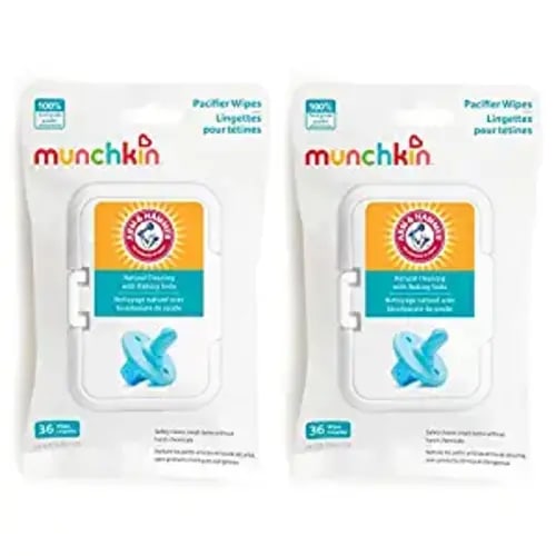 Munchkin® Arm & Hammer Pacifier Wipes - Safely Cleans Baby and Toddler Essentials, 2 Pack, 72 Wipes - 36 Count (Pack of 2)