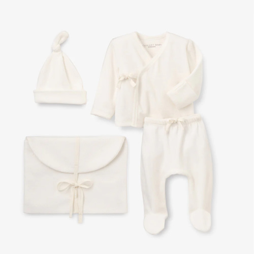 Whisper White Velour Layette Set – Elegant Baby