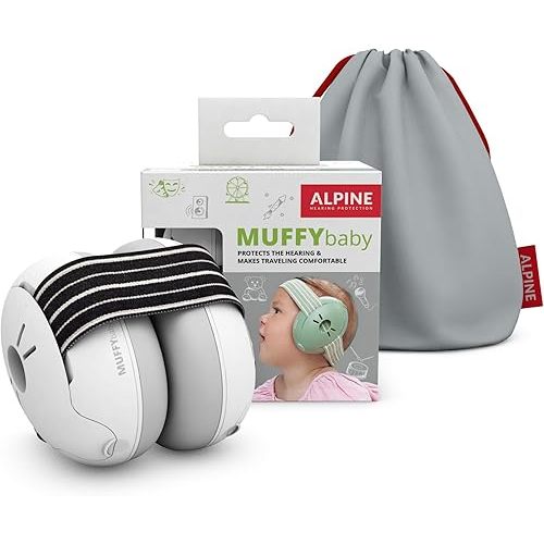 Alpine Muffy Baby Ear Protection for Babies and Toddlers up to 36 Months - CE & ANSI Certified - Noise Reduction Earmuffs - Comfortable Baby Headphones Against Hearing Damage & Improves Sleep - Black