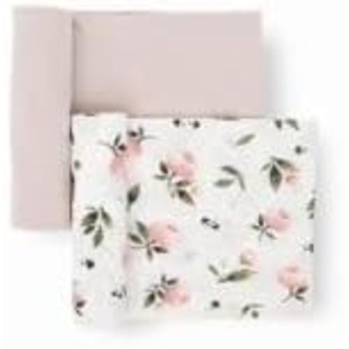 Little Unicorn Large Stretch Knit Swaddle Blanket 2 Pack| Super Soft with Optimal Stretch for swaddling | Giftable Set (Watercolor Rose)