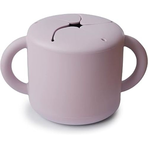 mushie Silicone Snack Cup | Spill Proof Food Container for Toddler and Baby (Soft Lilac)
