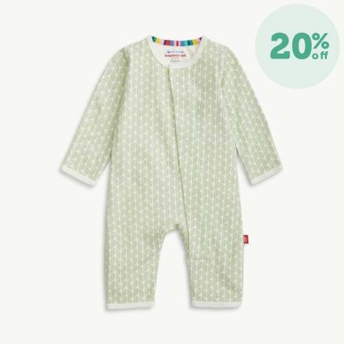 green cable leaf organic cotton magnetic coverall – Magnetic Me. 3-6 months