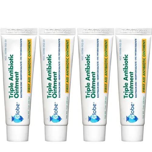 Globe Triple Antibiotic Ointment 1.0 oz (4 Pack), First Aid Ointment for Minor Scrapes, Cuts, and Burns to Help Prevent Infection, Compare to The Active Ingredients of The Leading Brand.