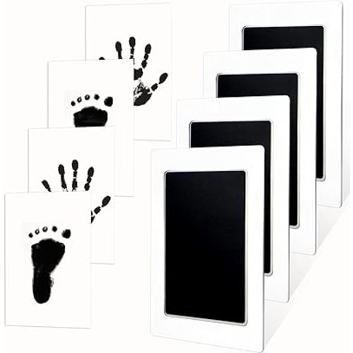 4-Pack Inkless Hand and Footprint Kit, Baby Footprint Kits, Clean Touch Baby Handprints and Footprints Kits,No Mess Ink Pad for Baby Hand and Footprints,Dog Paw Print Kit (Black)