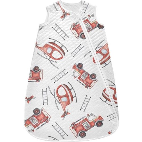 vvfelixl Cute Fire Truck Helicopter Baby Sleeping Bag Sleep Sack,Baby Wearable Blanket Sleep Suit for 0-6 Months