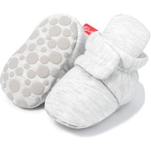 Sawimlgy Newborn Infant Baby Girl Boy Cotton Booties Stay On Sock Slippers Soft Bedroom Shoes Non-Skid Ankle Boots With Grippers Toddler Crib Warm Shoe First Walker Birthday Shower