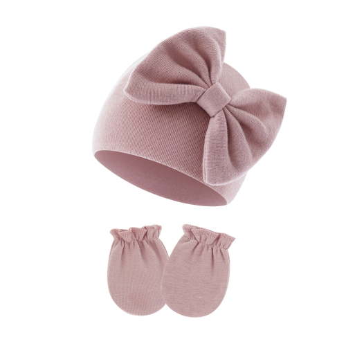Dalrosia Newborn Baby Girls Hats Mittens Set Hospital Hat Beanie Infant Bow Hats Baby Cotton Gloves for 0-6 Months