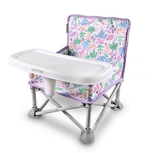 Summer by Bright Starts Pop ‘N Sit Portable Booster Booster Chair, Floor Seat, Indoor/Outdoor Use, Compact Fold, Joyful Geo, 6 Mos - 3 Yrs