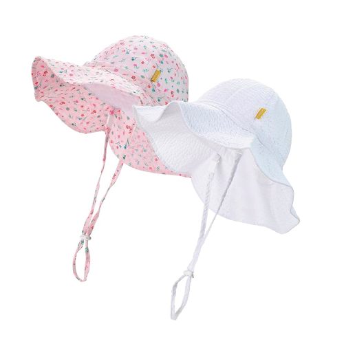 Baby Girls Sun Hat Cute Flower Toddler Summer Outdoor Infant Beach Wide Brim Flowers and tie dye