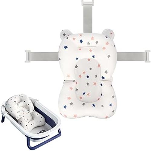 Colorlife Baby Bath Seat Support Net Infant Bathing Seat Support Mat, Adjustable Comfortable Non-Slip Three-Pointed Baby Shower Net Bathtub Sit Up Mesh for Newborn 0-12 Months-Star(No Bathtub)