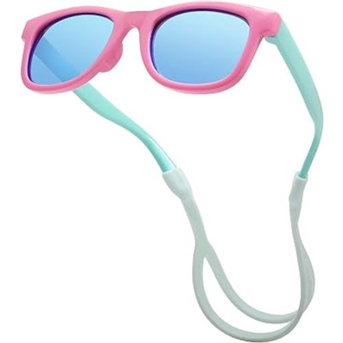 COASION Bendable Flexible Polarized Newborn Baby Sunglasses with Silicon Strap for Infant Boys Girls Age 0-12 Months CA9042