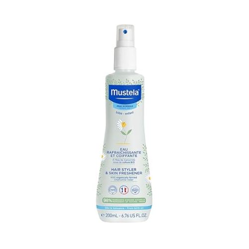 Mustela Baby Hair Styler & Skin Freshener - with Natural Avocado & Chamomile Water - Vegan & Hypoallergenic - 6.76 fl. oz.