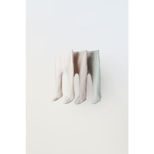 THREE PACK OF RIBBED FOOTED LEGGINGS