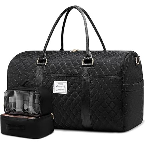 LOVEVOOK Travel Duffle Bag, Weekender Bag for Women with Toiletry Bag, Carry on Overnight Bag with Shoe Compartment,Gym Duffel Bag with Wet Pocket,Mommy Hospital Bags for Labor and Delivery 3Pcs