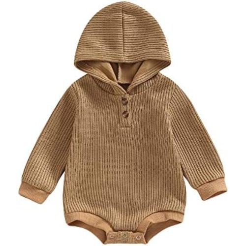 Thorn Tree Newborn Baby Boys Hooded Sweatshirt Long Sleeve Solid Romper Infant Baby Fall Winter Spring Outfits