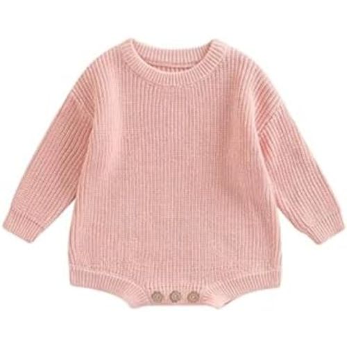woshilaocai Baby Boy Girl Sweater Oversized Long Sleeve Romper Warm Crewneck Bodysuit Knitted Winter Clothes