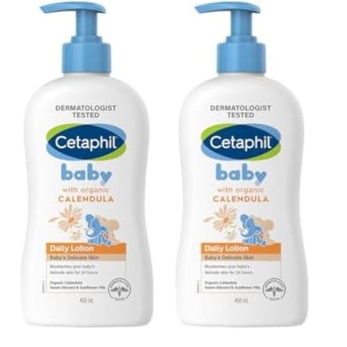 Cetaphil Baby Daily Lotion with Organic Calendula |Vitamin E | Sweet Almond & Sunflower Oils |13.5 Fl. Oz (Pack of 2)