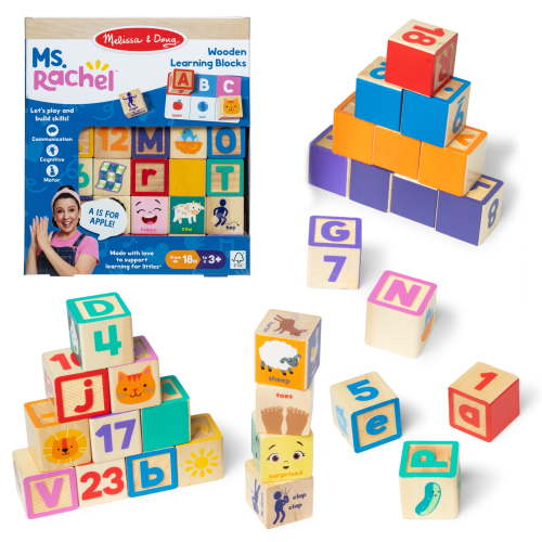 Ms. Rachel Wooden Learning Blocks with Activity Cards for Toddlers 18m+ FSC Certified