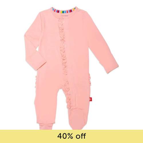 peach pop modal magnetic parent favorite footie with ruffles