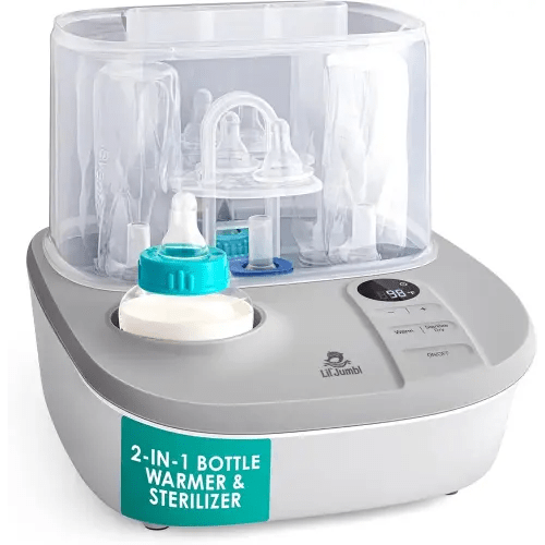 Lil' Jumbl 2-in-1 Baby Bottle Warmer & Sterilizer Dryer, Sterilizes Steams & Dries Accessories, Warms & Defrosts Milk & Formula, Temperature, Timer and Auto Shut-Off