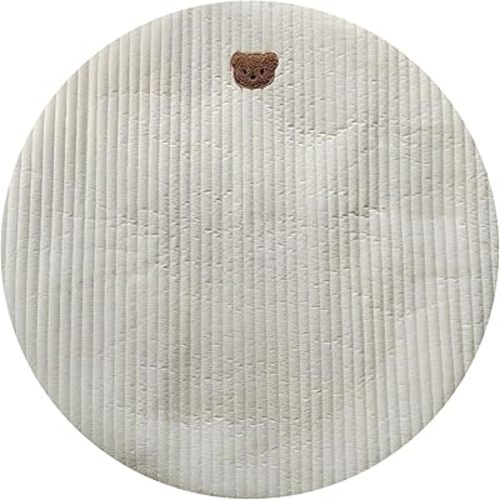 Lovely Kids Play Mat Round Crawling Mat Nursery Rug with Embroidery Print Removable Washable Baby Floor Carpet Pad