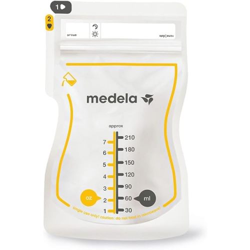 Medela Easy Pour Disposable Breast Milk Storage Bags, 7 oz/210 ml Capacity, Leakproof Design with Milk Protection, Made Without BPA, Pack of 100