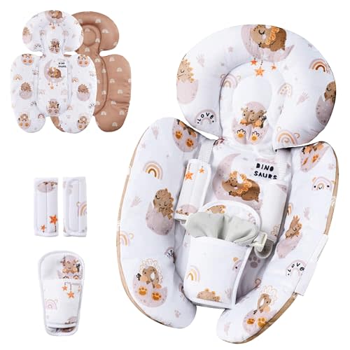 generic Infant Insert Compatible with 4moms Mamaroo Swing & Graco Swing & Infant Car Seat, Newborn Insert, Baby Head and Body Support, Reversible Design, Breathable Soft Fabric, 1Pcs - Dinosaur
