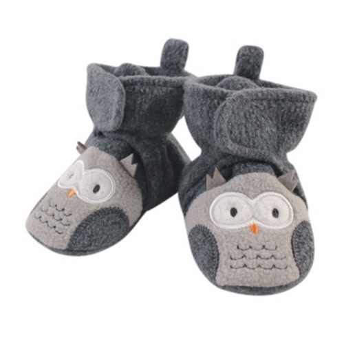 Hudson Baby Baby and Toddler Cozy Fleece Booties, Gray Owl, 6-12 Months
